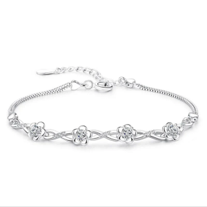 Purple White Diamond Bracelet -Sterling Silver