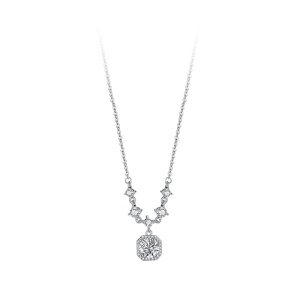 Diamonds Link Chain Necklace -Sterling Silver