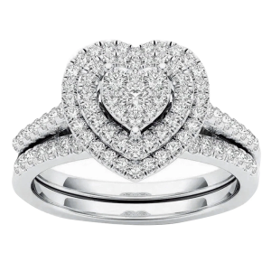 Heart Diamond Ring -Sterling Silver