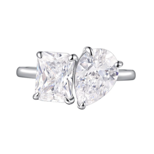 Double Diamond Ring -Sterling Silver