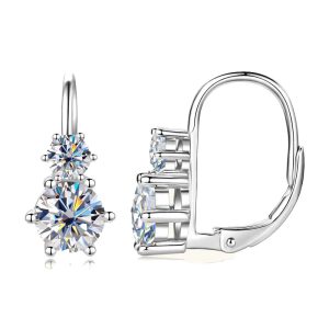 Double Diamond Earrings -Sterling Silver