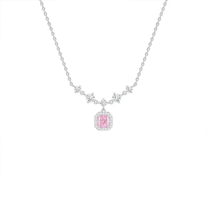 Diamonds Link Chain Necklace -Sterling Silver