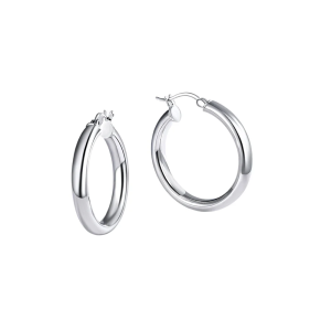 Modernist Huggie Hoop Earrings -Sterling Silver