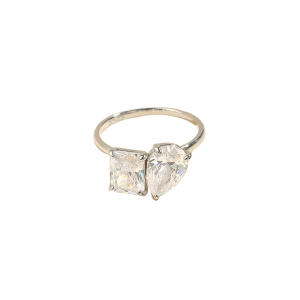 Double Diamond Ring -Sterling Silver